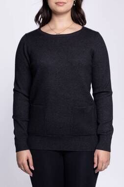 NEW CARRELI JEANS women's long sleeve crewneck sweater in grey mix